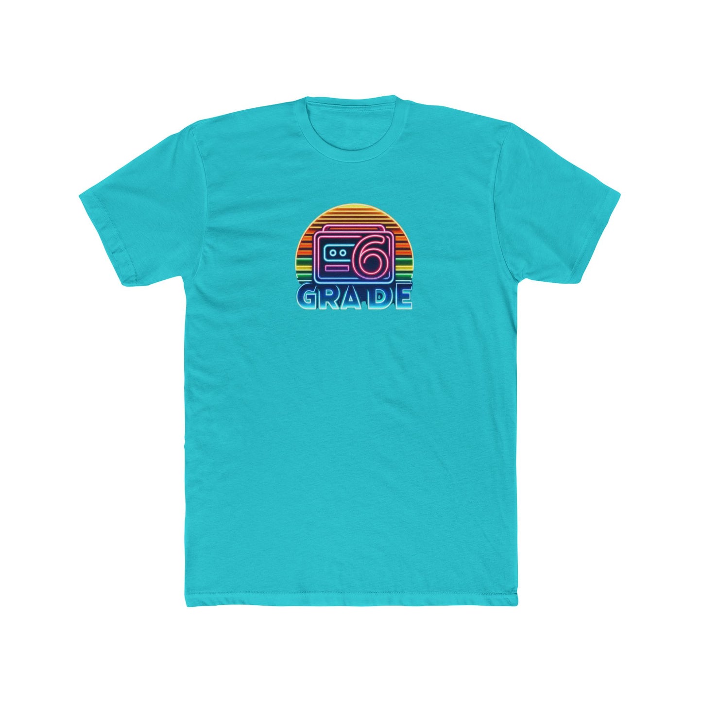 Retro Grade 6 Teacher or Student Cotton Crew Tee