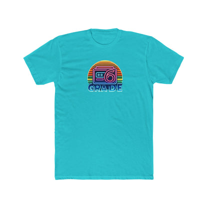 Retro Grade 6 Teacher or Student Cotton Crew Tee