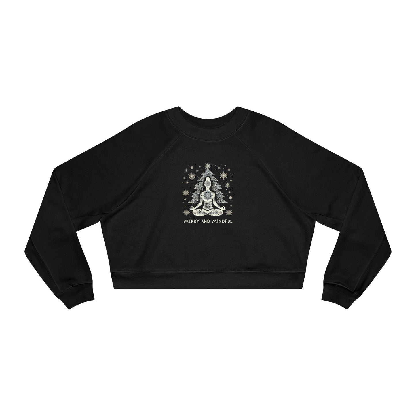'Merry and Mindful' Yoga Holiday Graphic Cropped Pullover