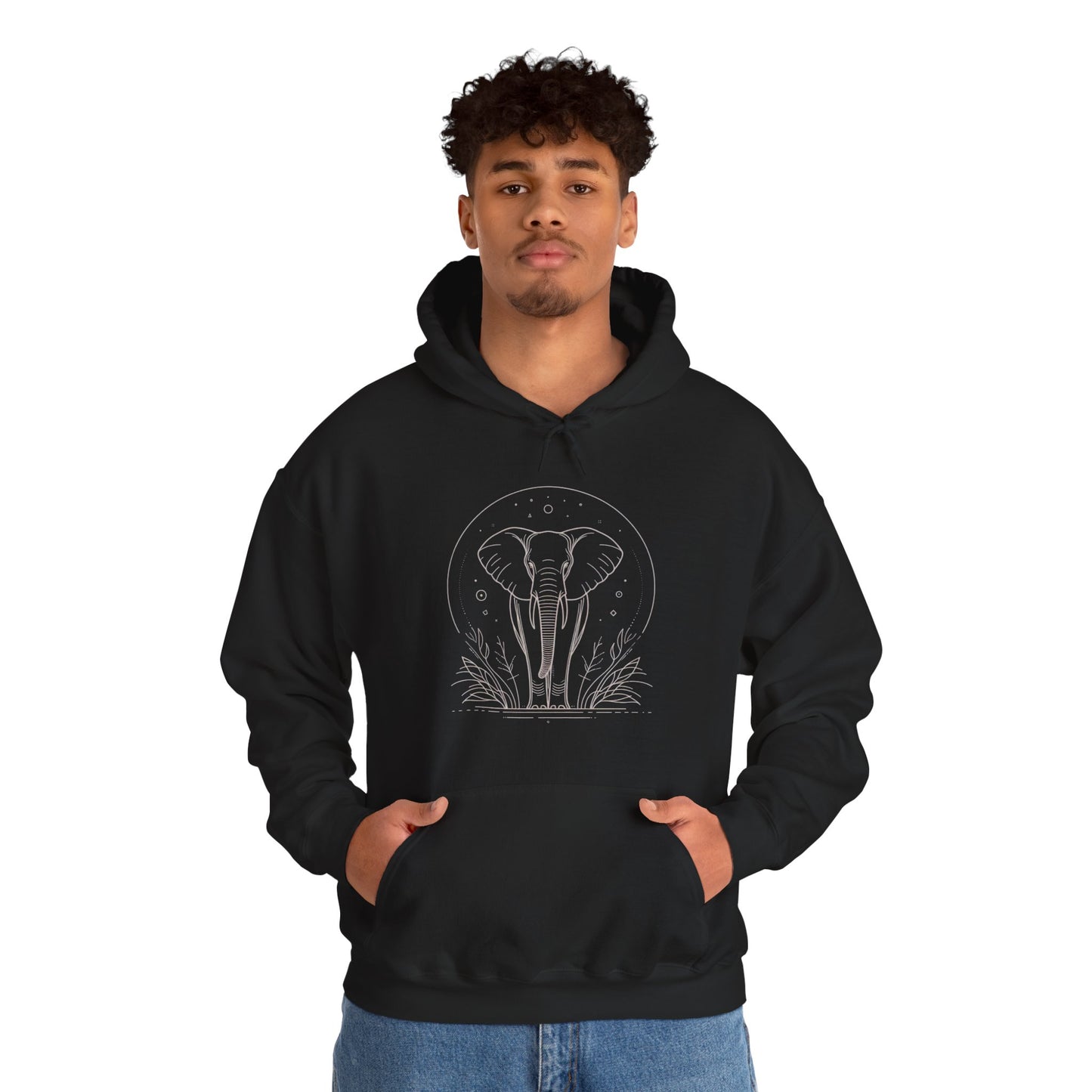 Elephant Moonline Hoodie — Minimalist Elephant Outline Sweatshirt