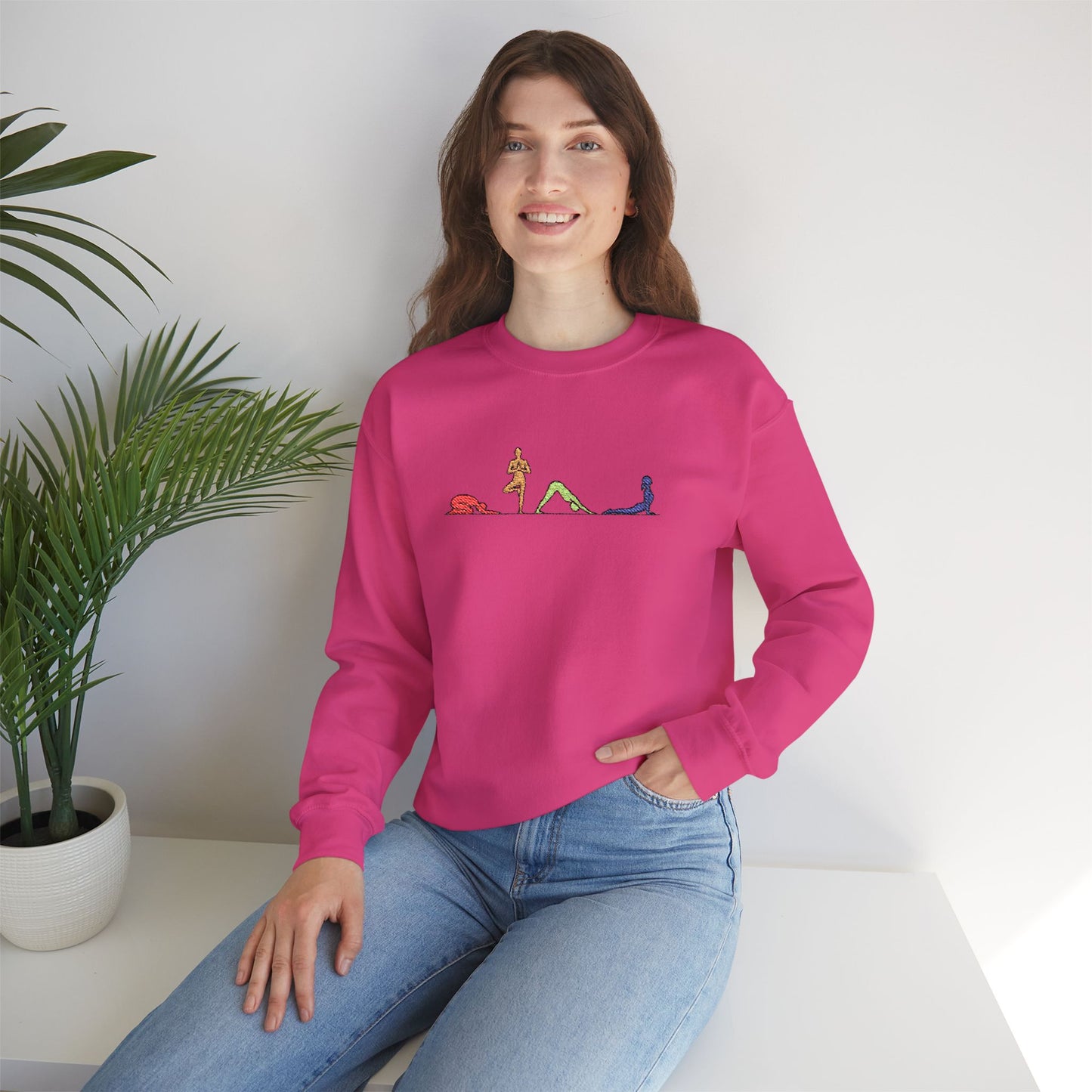 Rainbow Yoga Pose Embroidered Sweatshirt