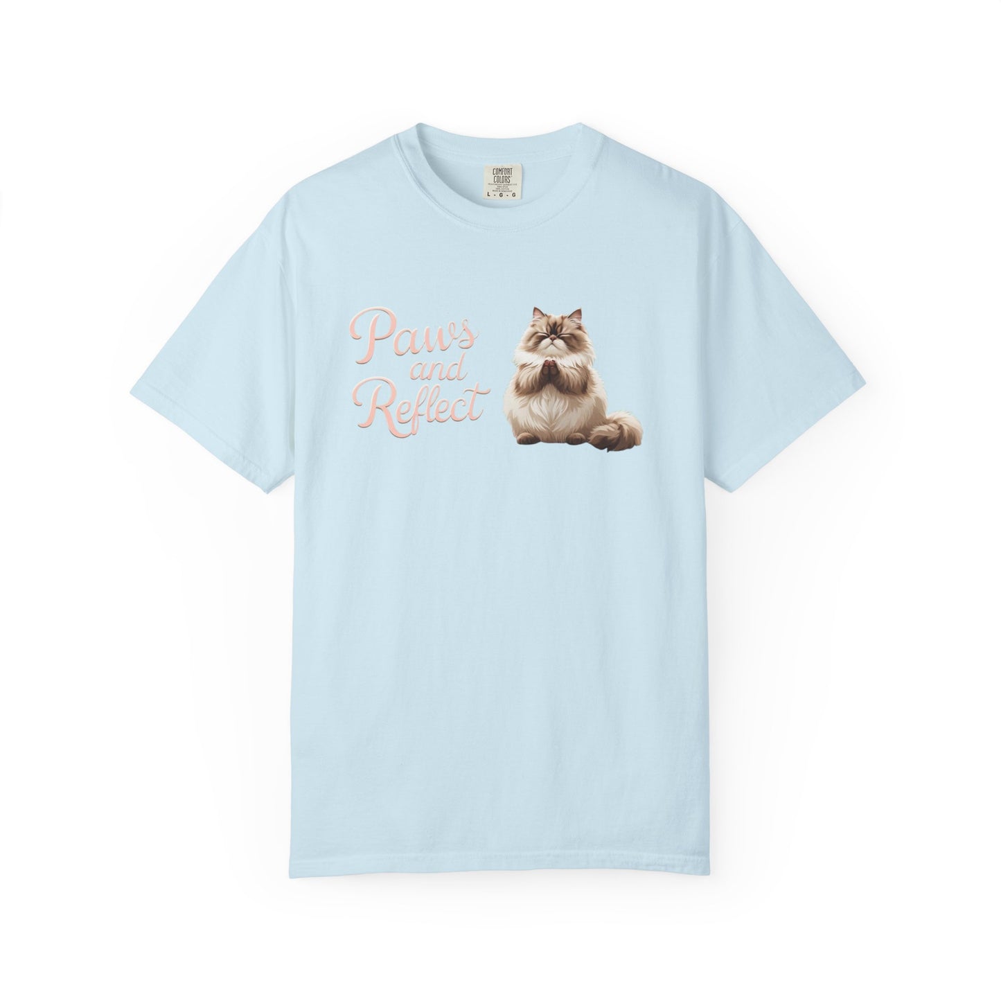 Whimsical Cat T-Shirt, Paws and Reflect Tee, Comfortable Unisex Shirt, Cat Lover Gift, Cozy Animal Apparel, Cute Pet Top