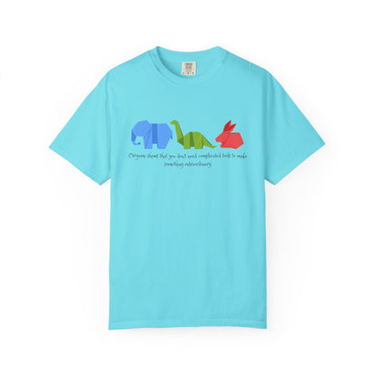 Origami Animal Tee — Elephant, Dinosaur & Rabbit Graphic T-Shirt