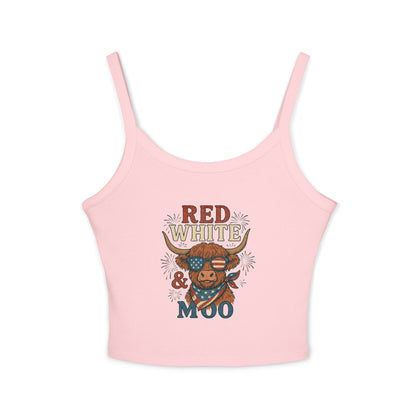 Red White & Moo Cow Crop Tank