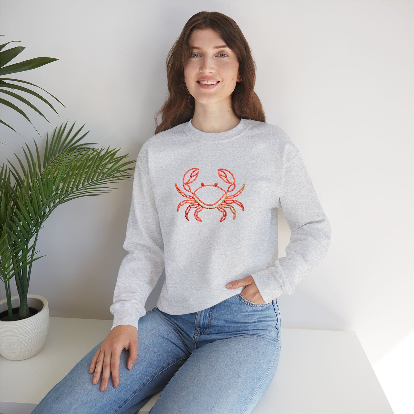 Crab Graphic Sweatshirt — Coastal Crab Crewneck for Beach Lovers