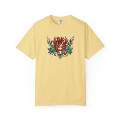 School Nurse Vintage Winged Heart Tee