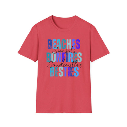'Beaches, Bonfires, Besties, Sunsets, and Sandcastles' Tee