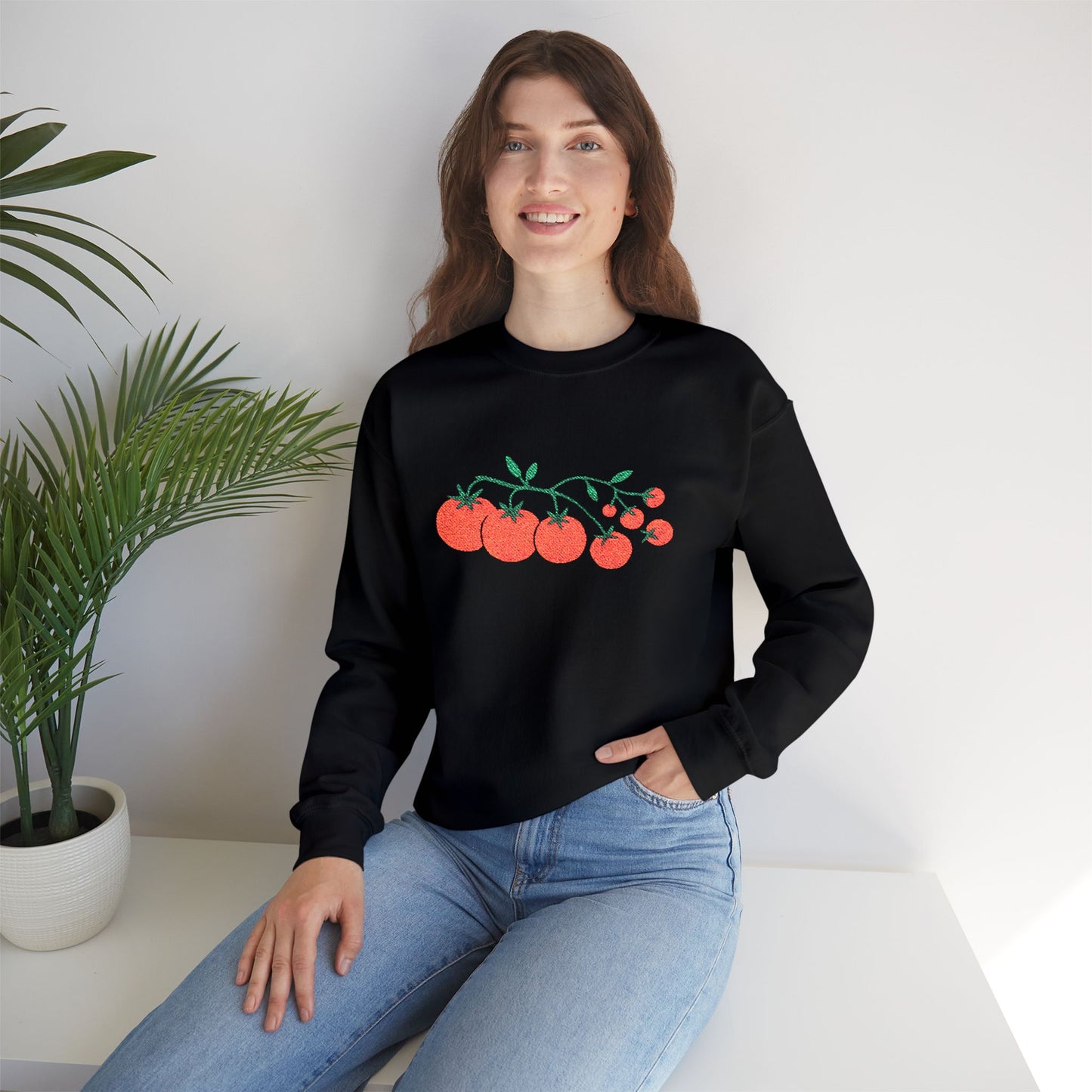 Cherry Tomato Vine Embroidered Sweatshirt