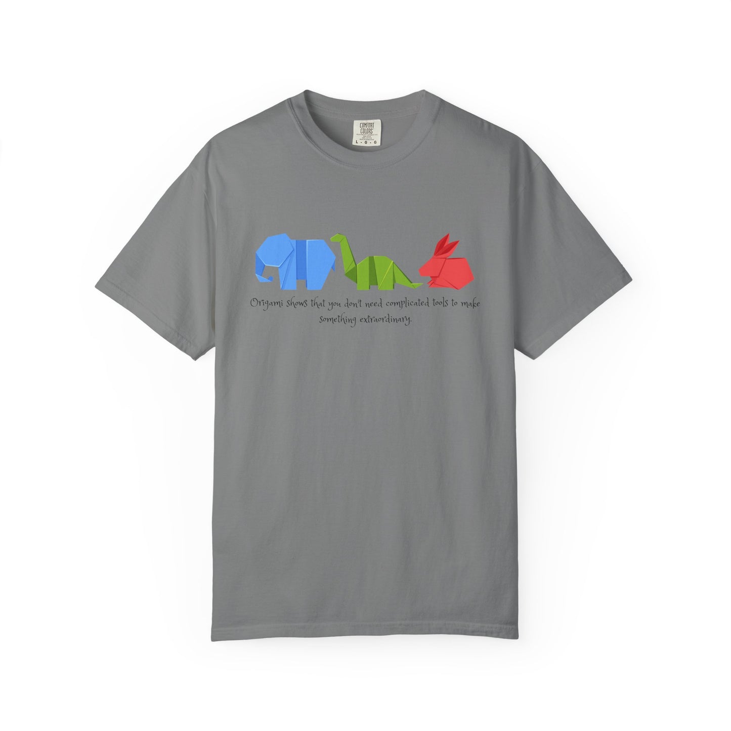 Origami Animal Tee — Elephant, Dinosaur & Rabbit Graphic T-Shirt