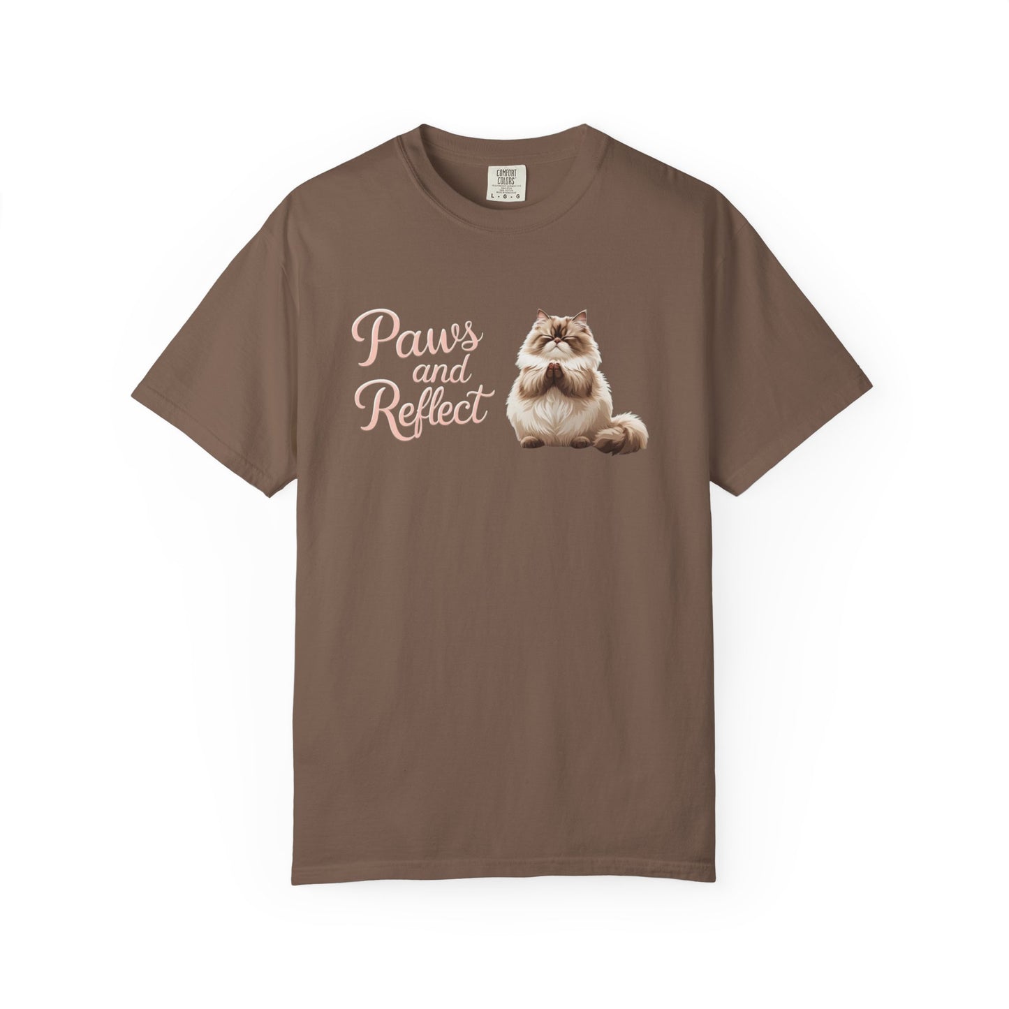 Whimsical Cat T-Shirt, Paws and Reflect Tee, Comfortable Unisex Shirt, Cat Lover Gift, Cozy Animal Apparel, Cute Pet Top