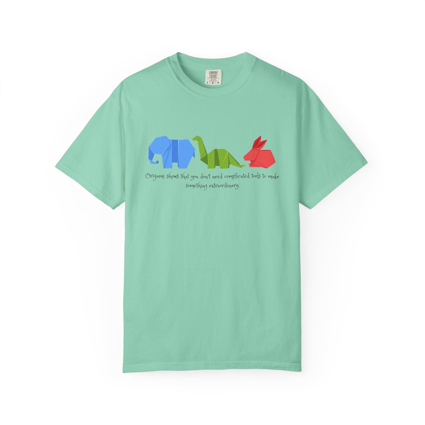 Origami Animal Tee — Elephant, Dinosaur & Rabbit Graphic T-Shirt