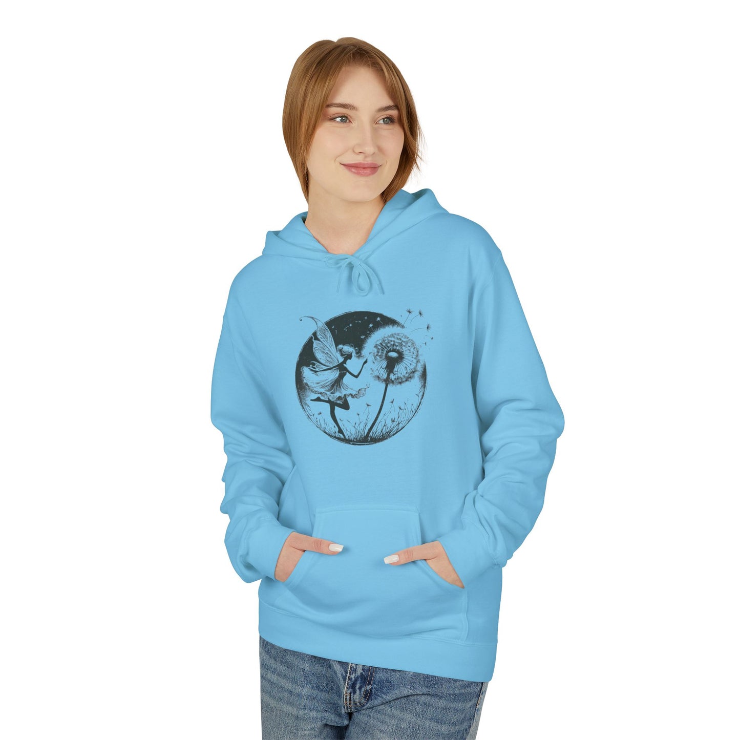 Grunge Fairy Blowing Dandelion Fleece Hoodie