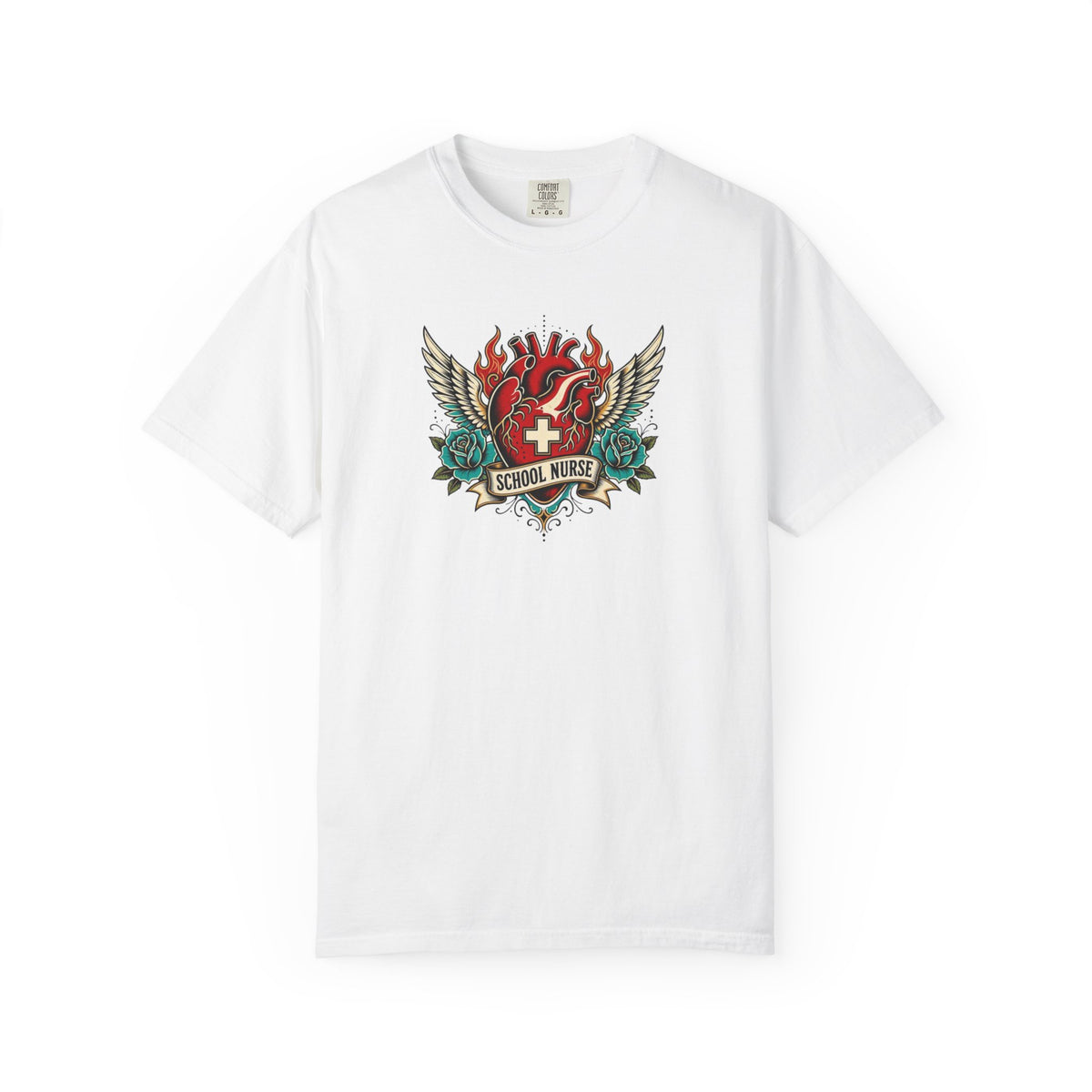 School Nurse Vintage Winged Heart Tee