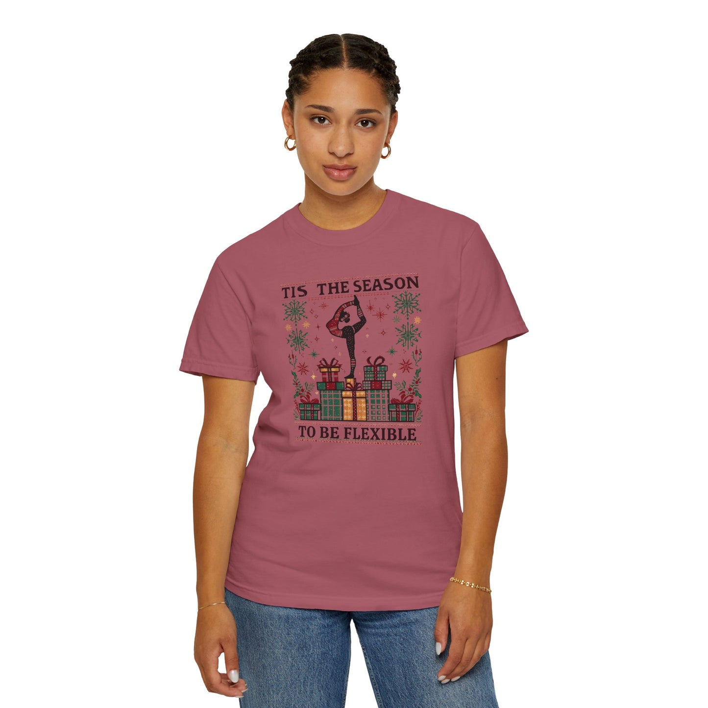 Tis The Season To Be Flexible T-shirt | Yoga Pose Christmas Design