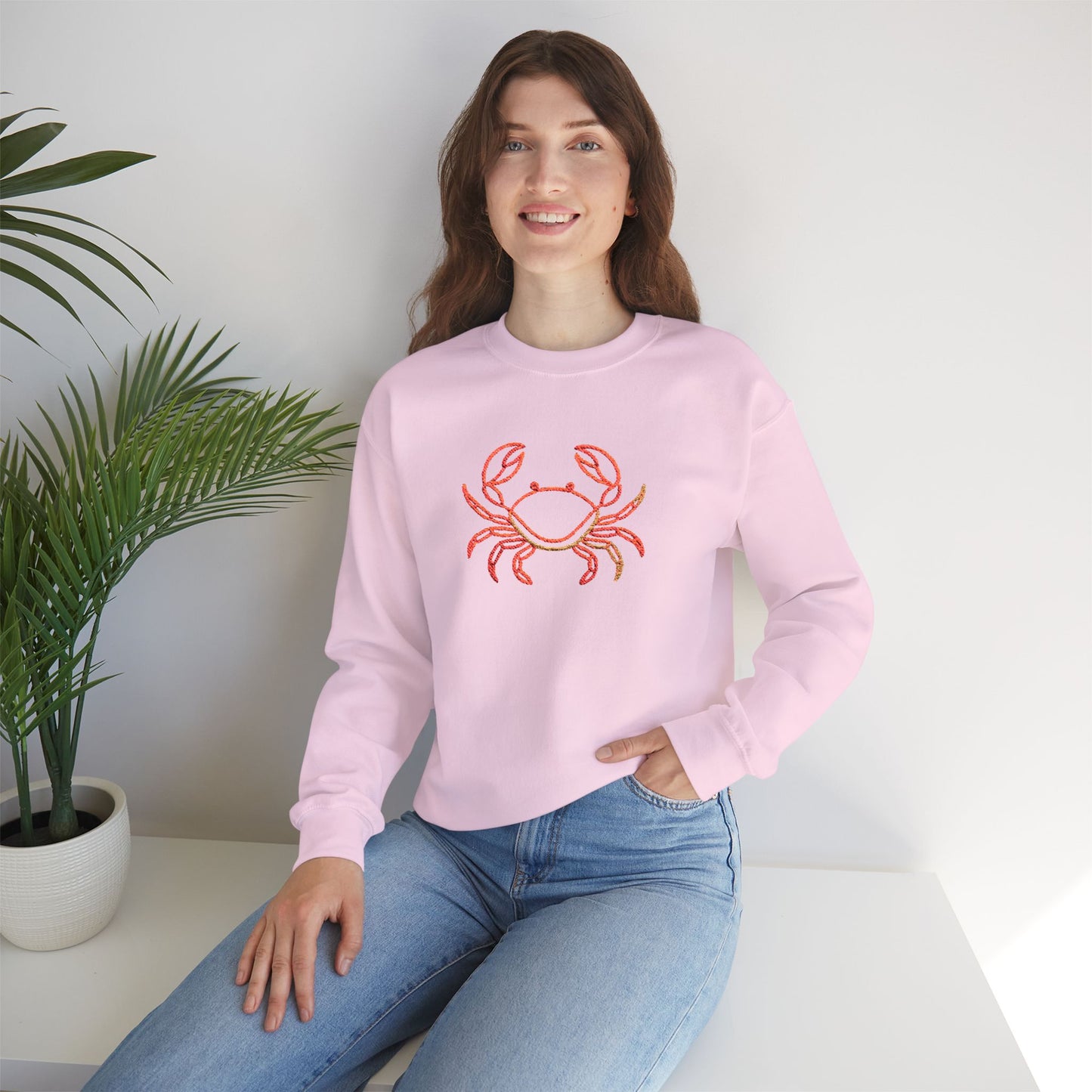 Crab Graphic Sweatshirt — Coastal Crab Crewneck for Beach Lovers