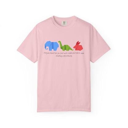 Origami Animal Tee — Elephant, Dinosaur & Rabbit Graphic T-Shirt