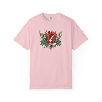School Nurse Vintage Winged Heart Tee
