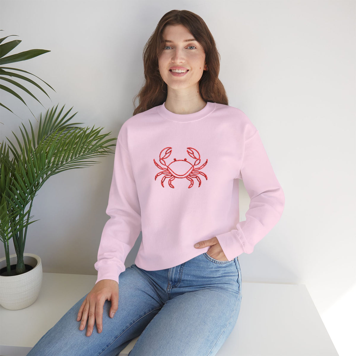 Crab Graphic Sweatshirt — Coastal Crab Crewneck for Beach Lovers