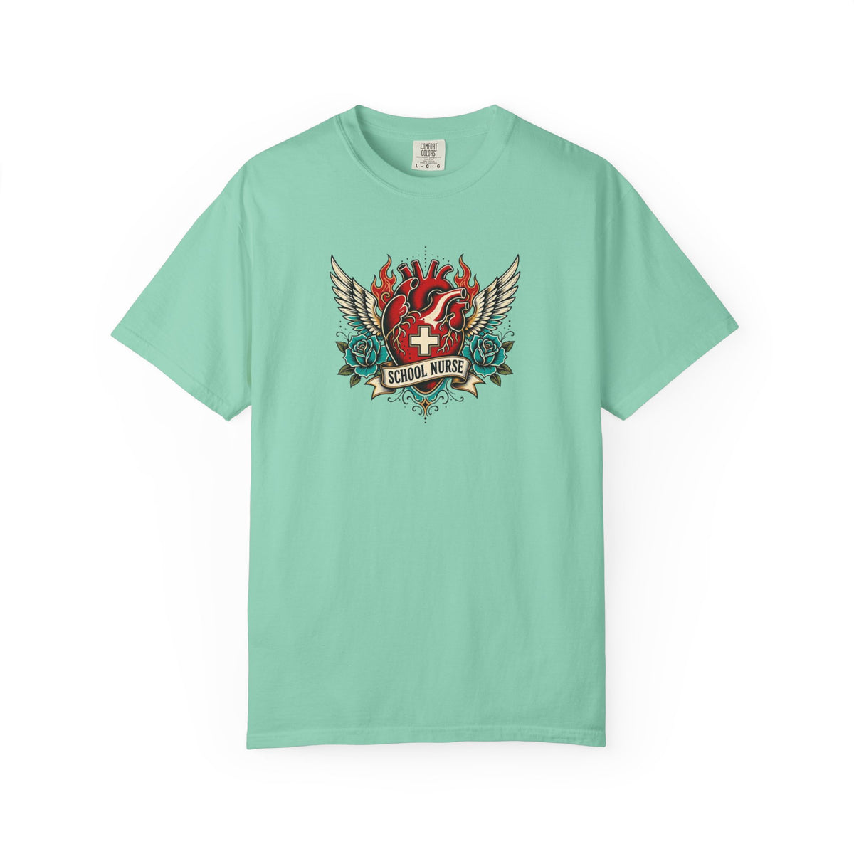 School Nurse Vintage Winged Heart Tee