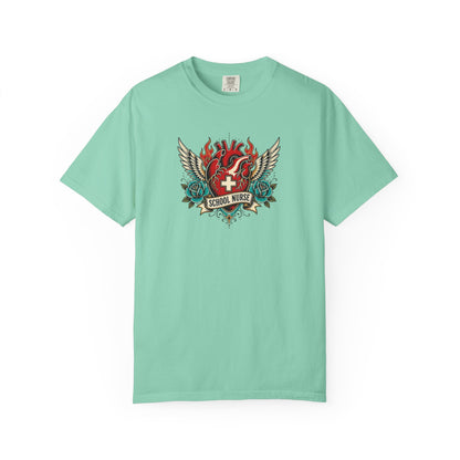School Nurse Vintage Winged Heart Tee