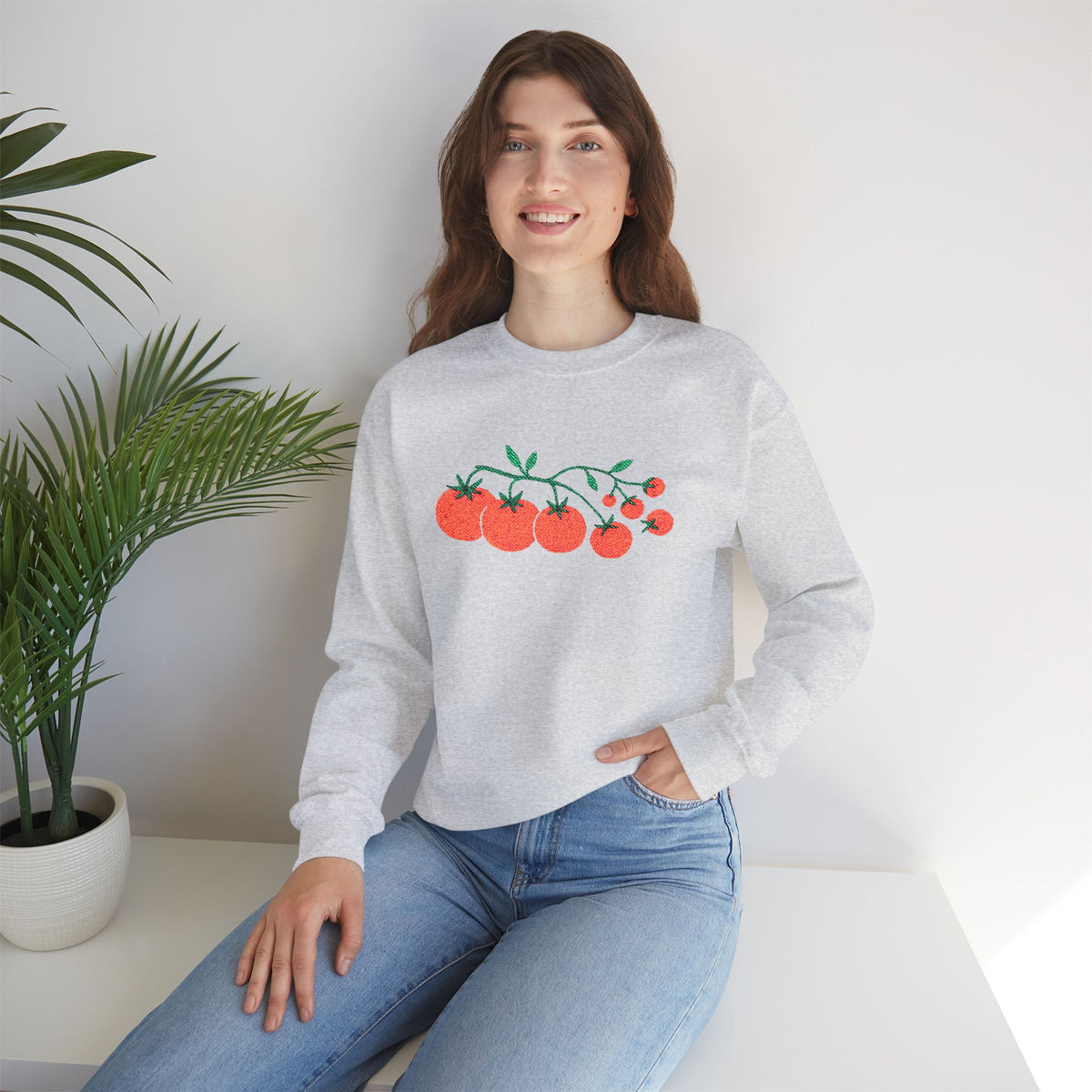 Cherry Tomato Vine Embroidered Sweatshirt