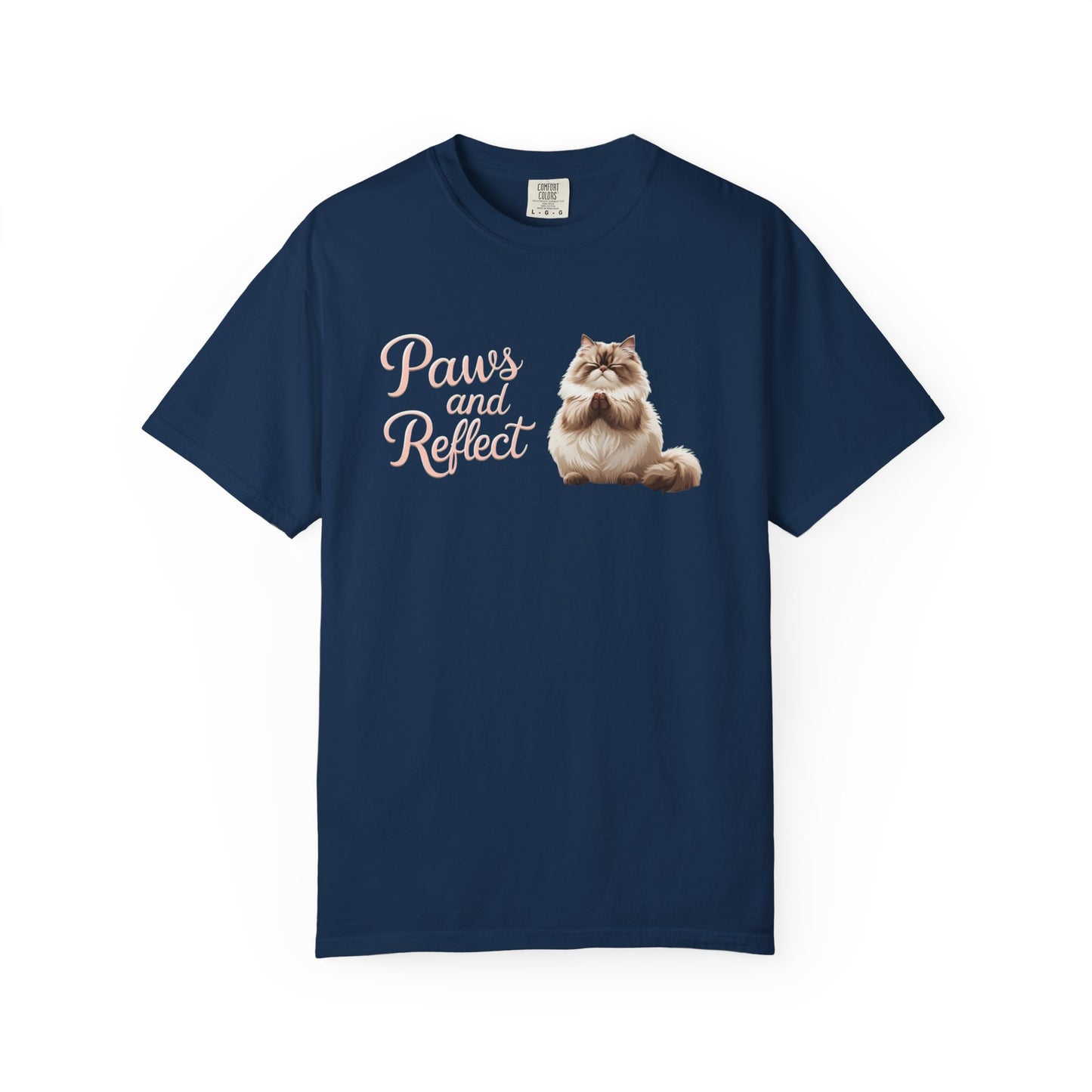 Whimsical Cat T-Shirt, Paws and Reflect Tee, Comfortable Unisex Shirt, Cat Lover Gift, Cozy Animal Apparel, Cute Pet Top