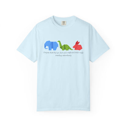 Origami Animal Tee — Elephant, Dinosaur & Rabbit Graphic T-Shirt