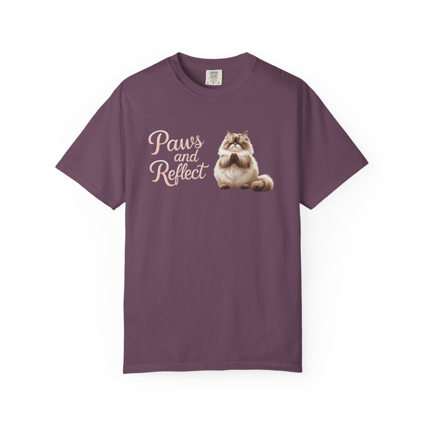 Whimsical Cat T-Shirt, Paws and Reflect Tee, Comfortable Unisex Shirt, Cat Lover Gift, Cozy Animal Apparel, Cute Pet Top