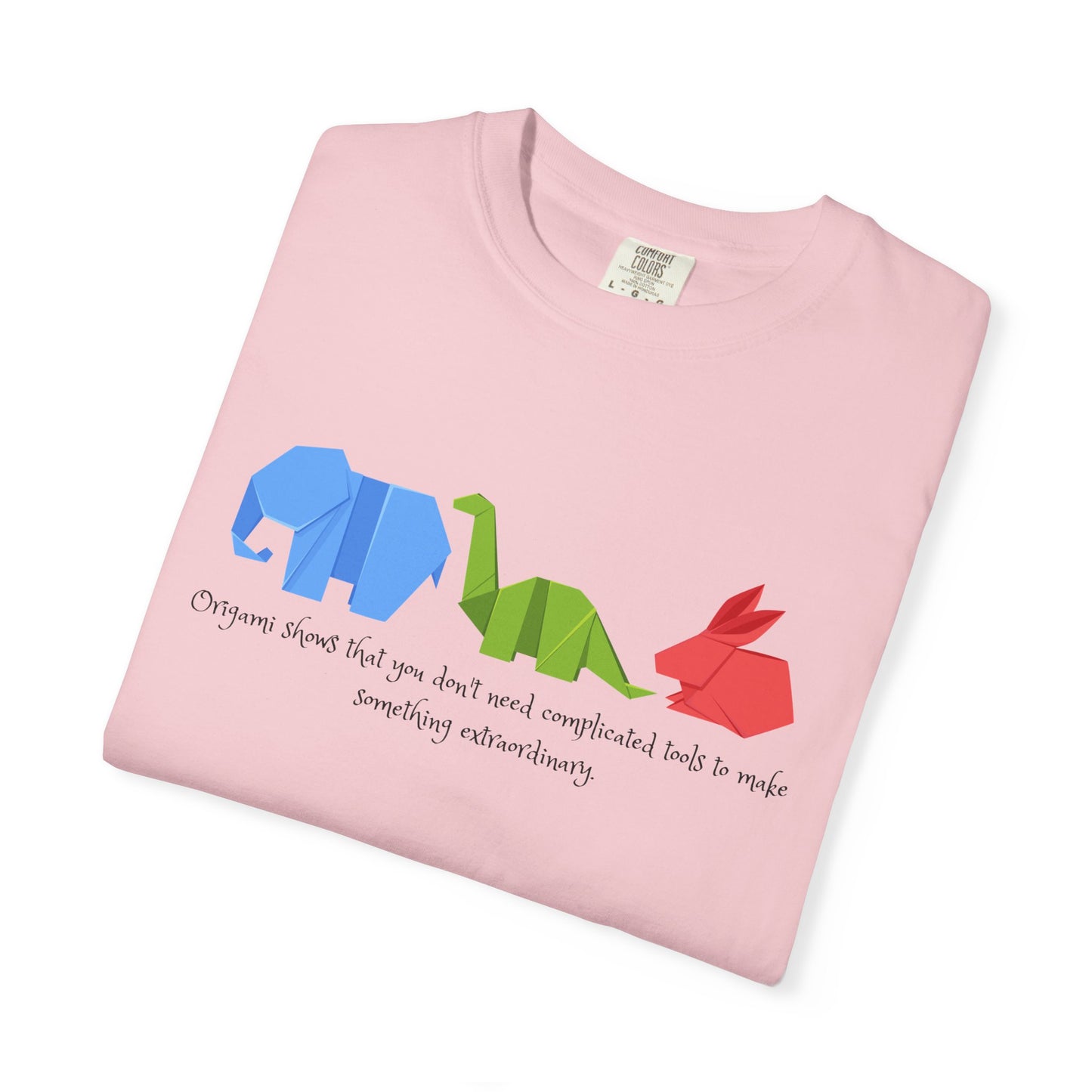 Origami Animal Tee — Elephant, Dinosaur & Rabbit Graphic T-Shirt