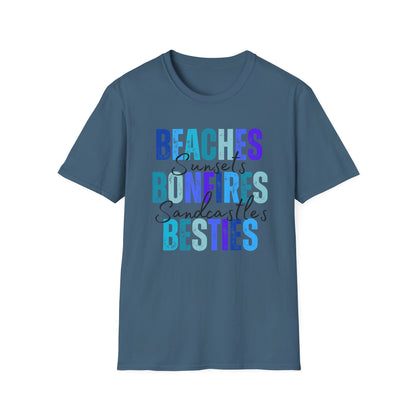'Beaches, Bonfires, Besties, Sunsets, and Sandcastles' Tee