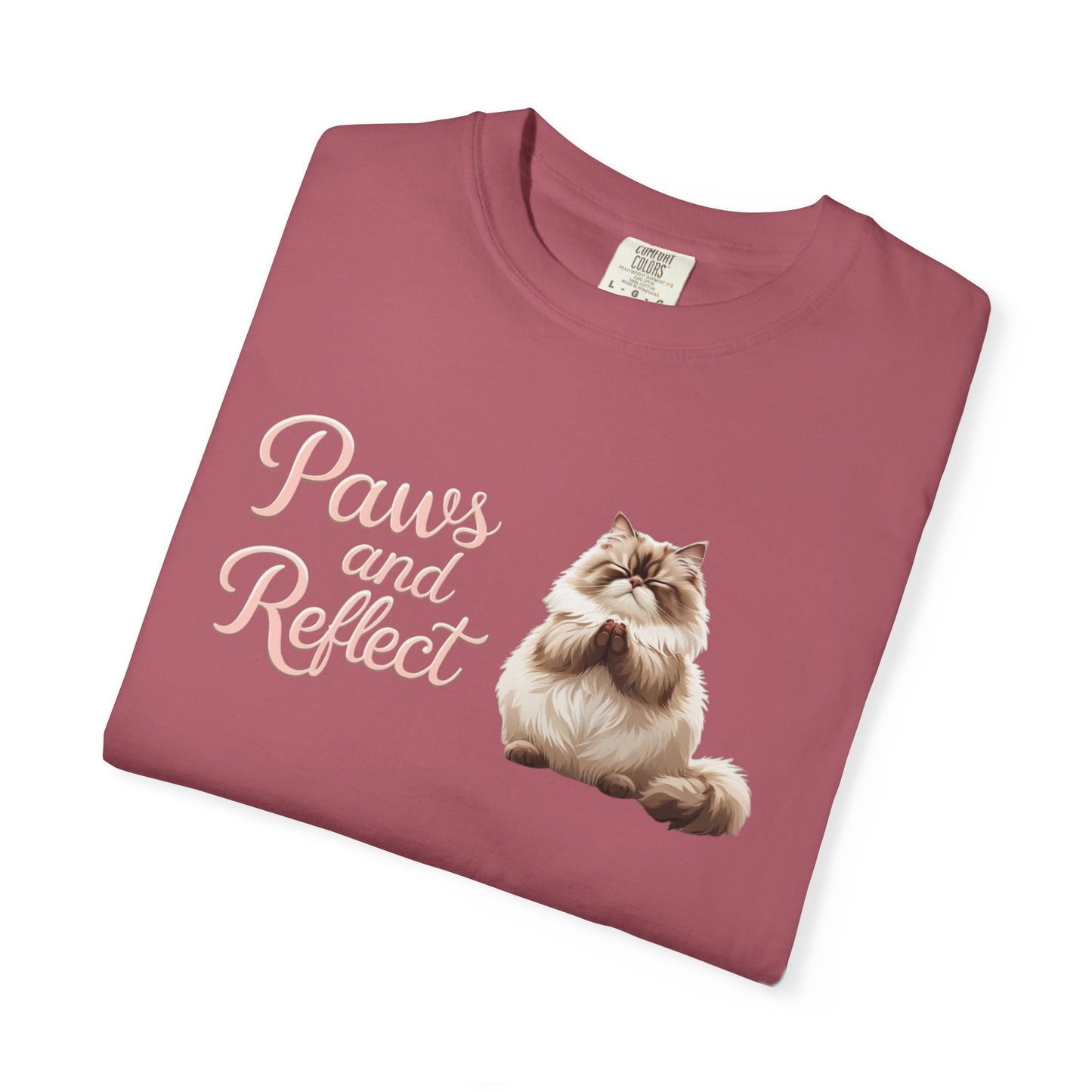 Whimsical Cat T-Shirt, Paws and Reflect Tee, Comfortable Unisex Shirt, Cat Lover Gift, Cozy Animal Apparel, Cute Pet Top