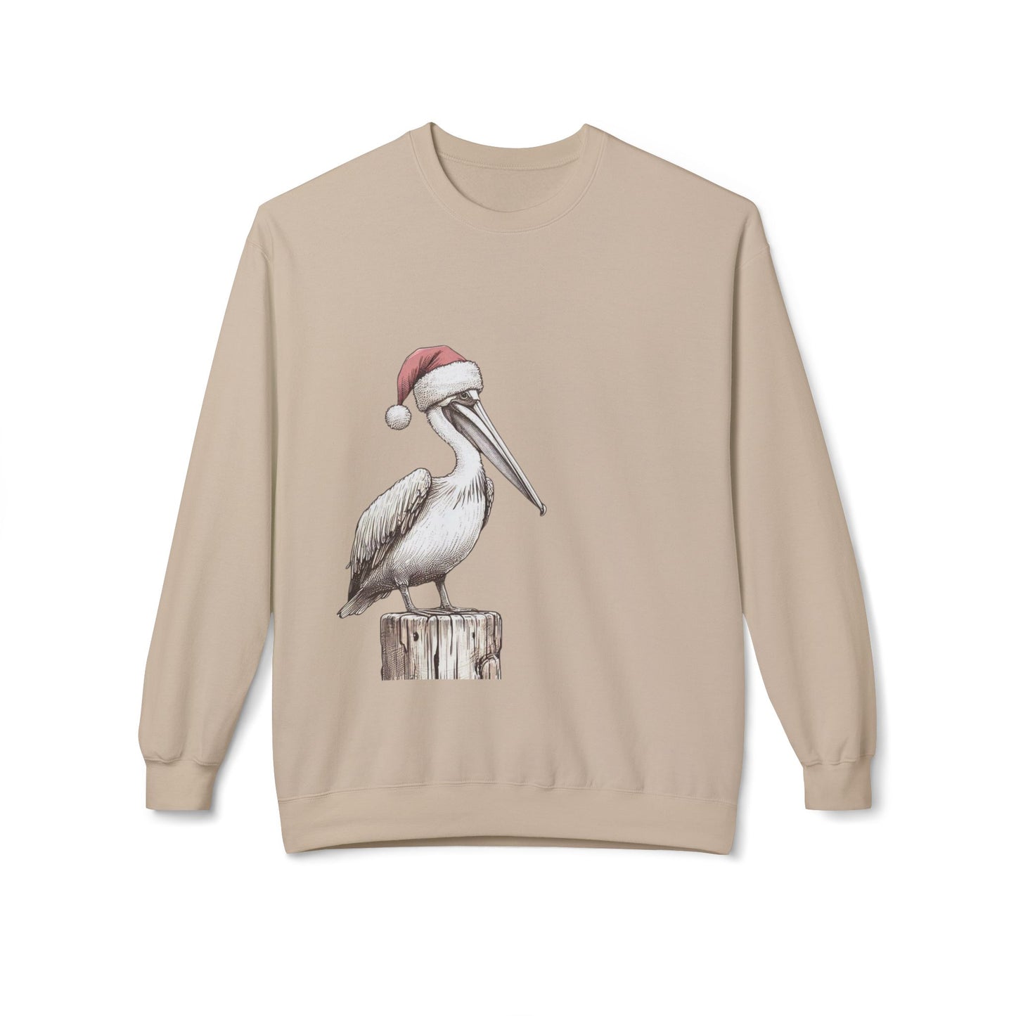 Pelican Christmas Crewneck Sweatshirt – Festive Santa Hat Beach Bird
