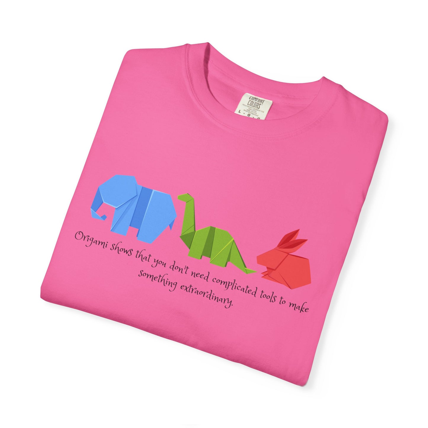 Origami Animal Tee — Elephant, Dinosaur & Rabbit Graphic T-Shirt