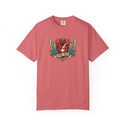 School Nurse Vintage Winged Heart Tee