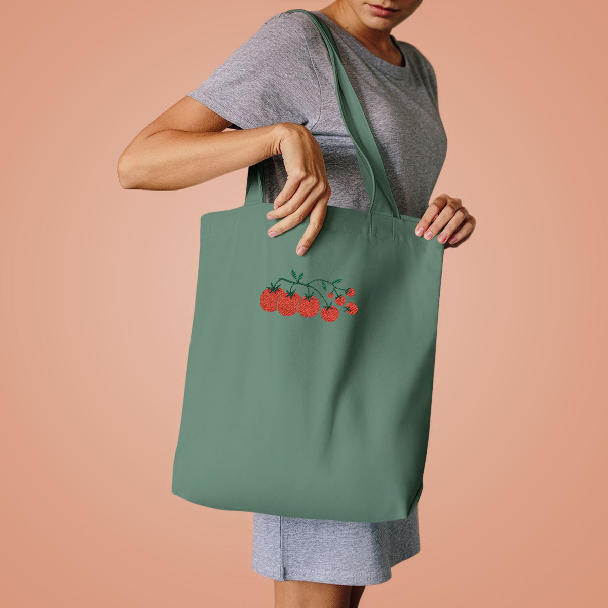 Embroidered Cherry Blossom Cotton Tote Bag — Floral Everyday Market Bag