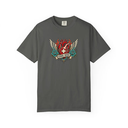 School Nurse Vintage Winged Heart Tee