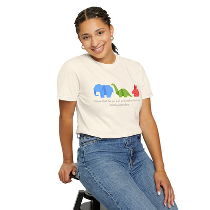 Origami Animal Tee — Elephant, Dinosaur & Rabbit Graphic T-Shirt