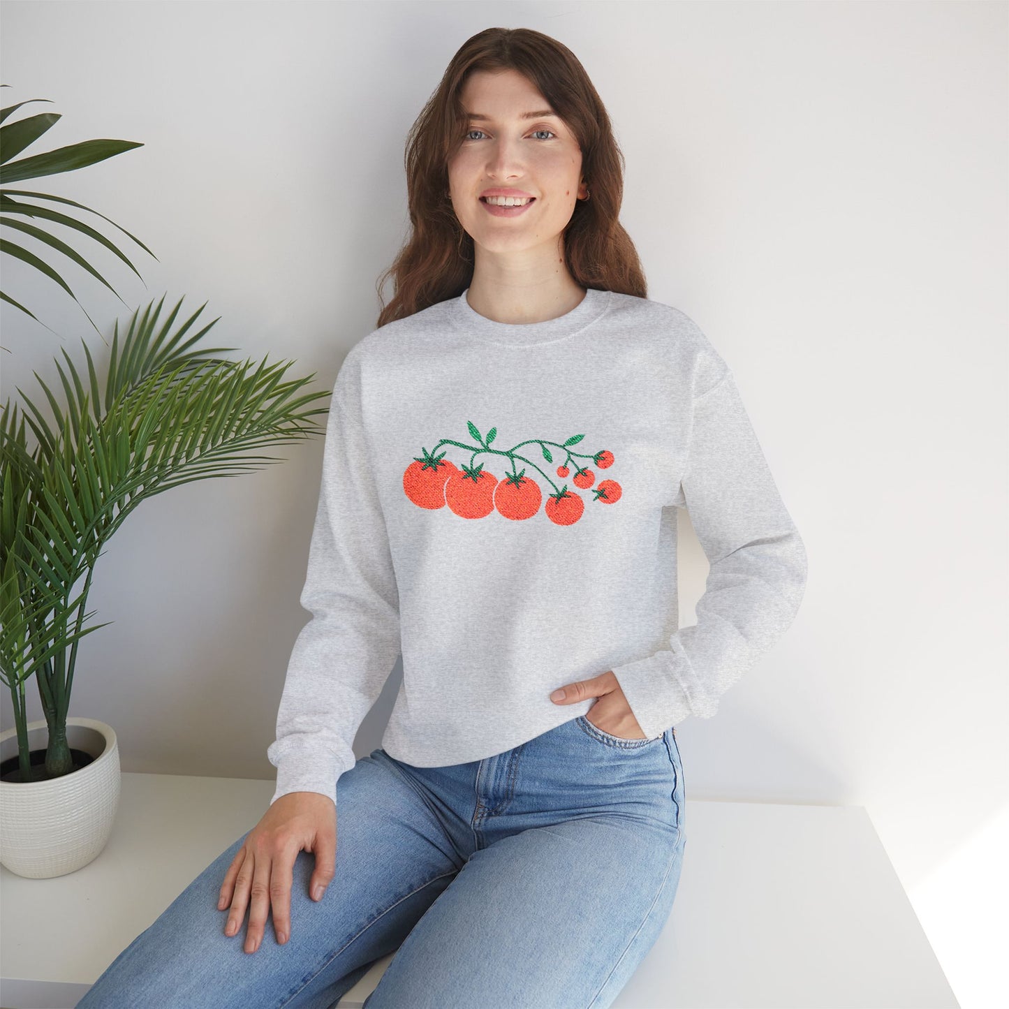Cherry Tomato Vine Embroidered Sweatshirt