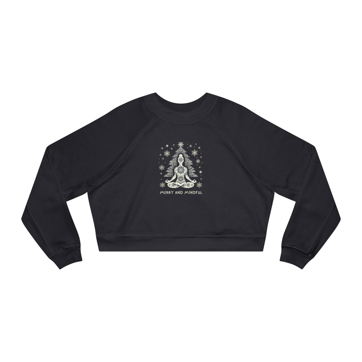 'Merry and Mindful' Yoga Holiday Graphic Cropped Pullover