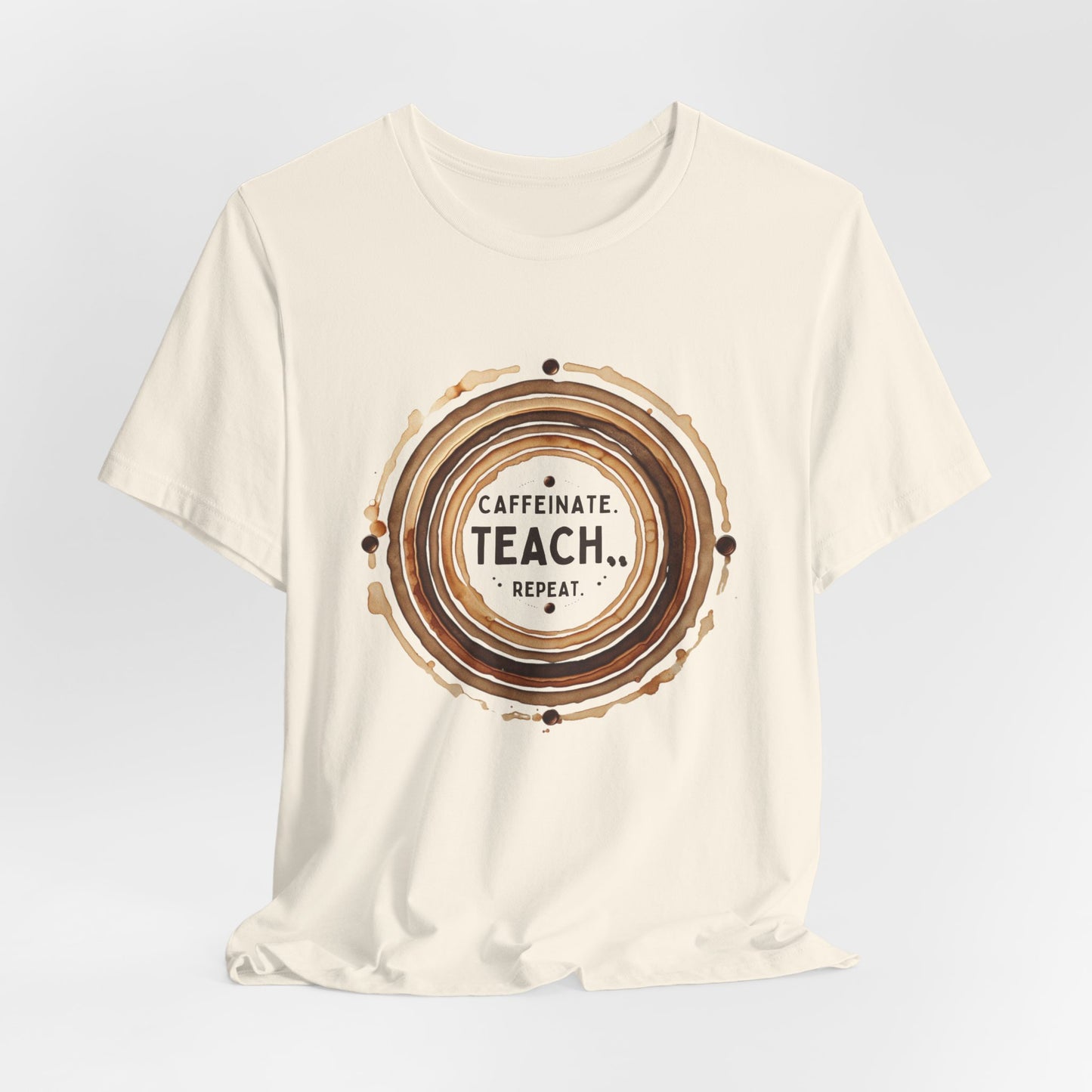 Caffeinate, Teach, Repeat Coffee Stain Ring Shirt