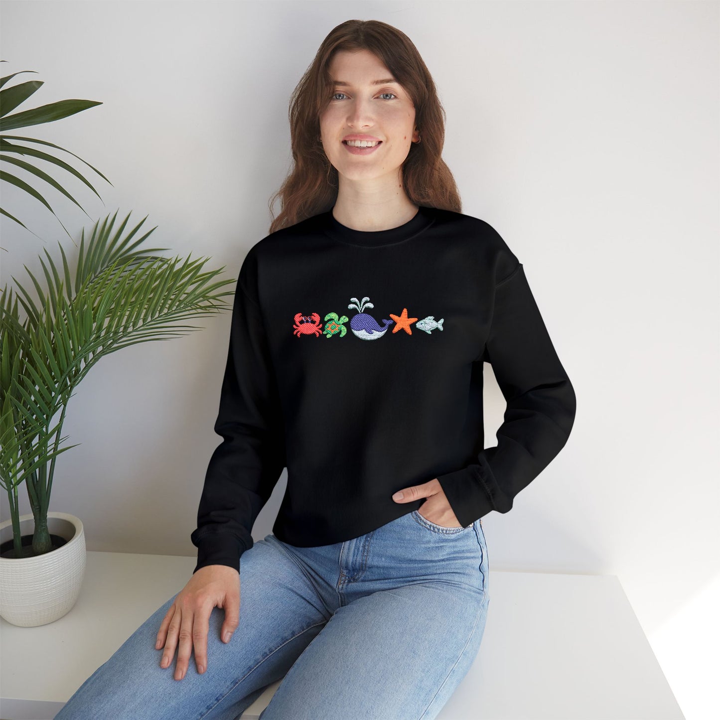 Sea Creatures Embroidered Sweatshirt
