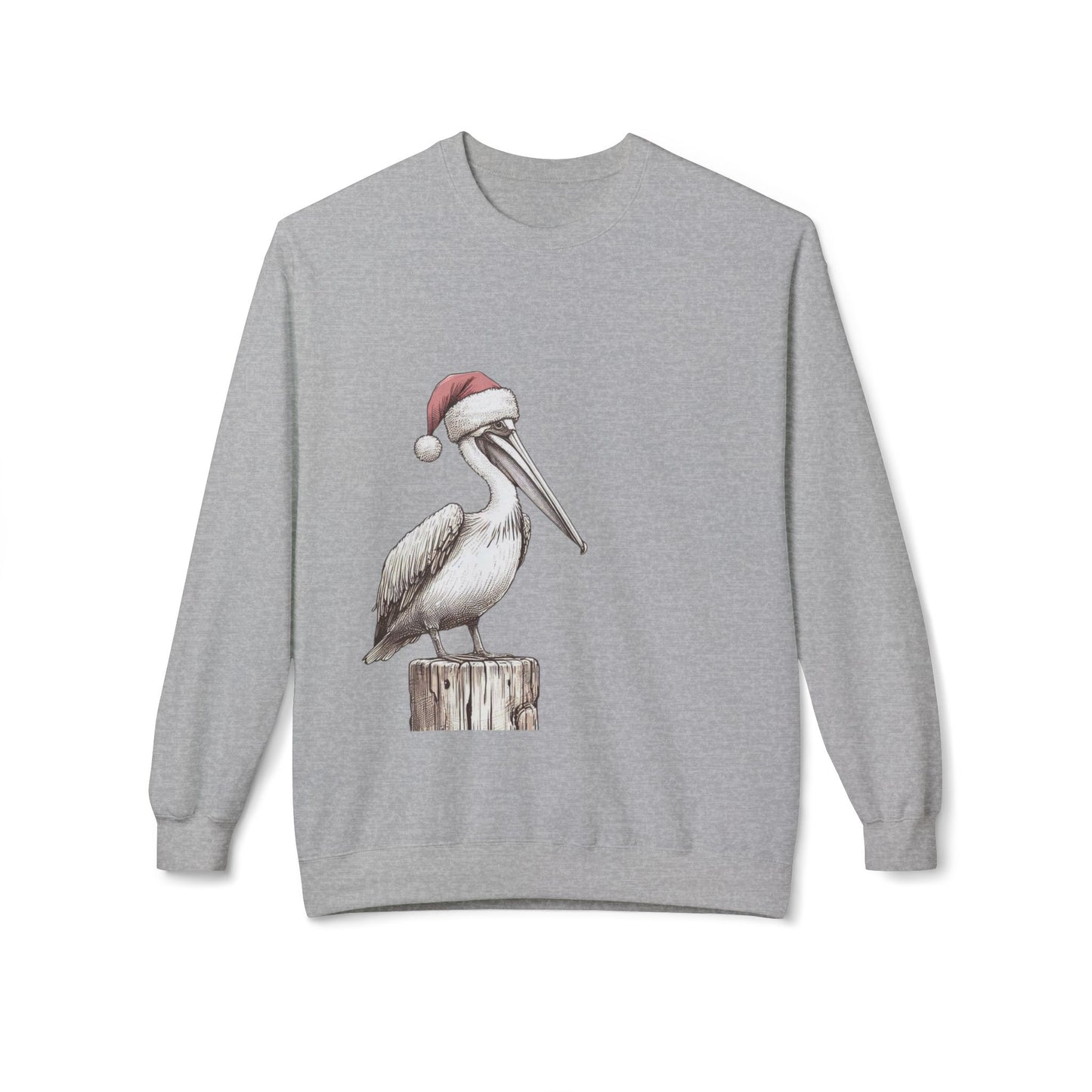 Pelican Christmas Crewneck Sweatshirt – Festive Santa Hat Beach Bird