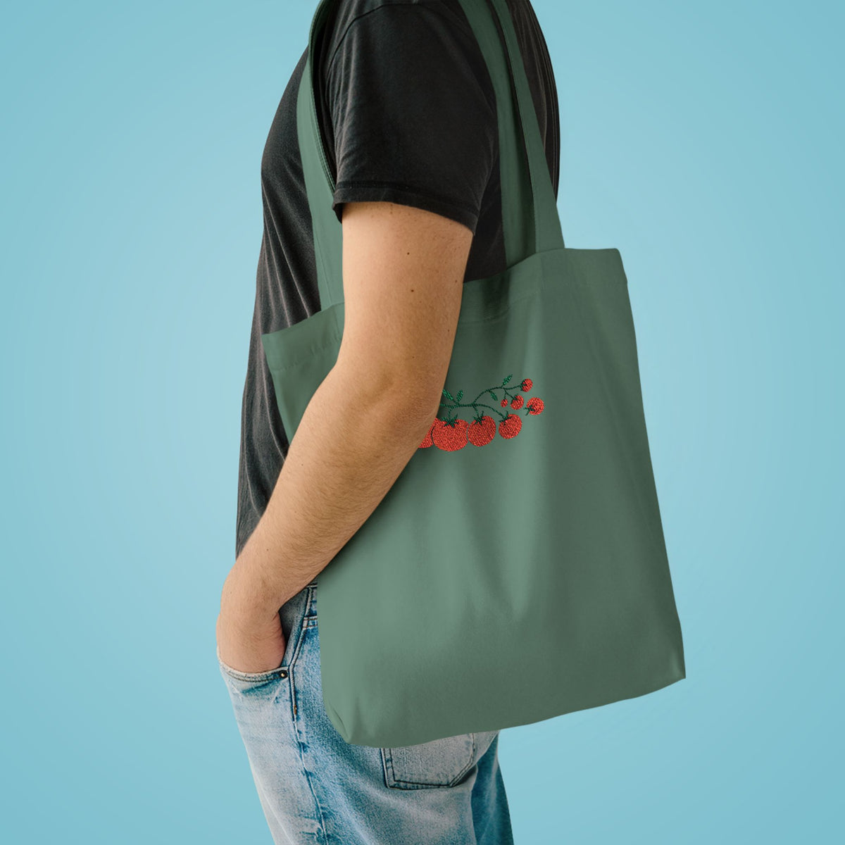 Embroidered Cherry Blossom Cotton Tote Bag — Floral Everyday Market Bag