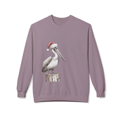 Pelican Christmas Crewneck Sweatshirt – Festive Santa Hat Beach Bird