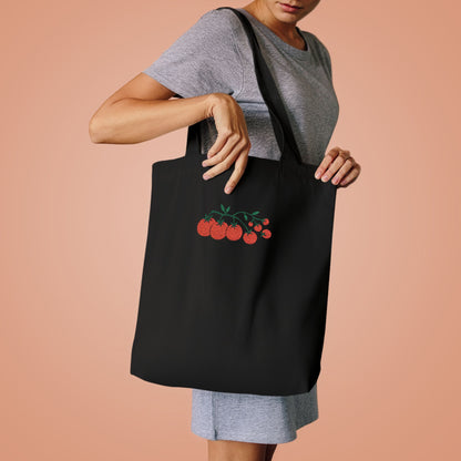 Embroidered Cherry Blossom Cotton Tote Bag — Floral Everyday Market Bag
