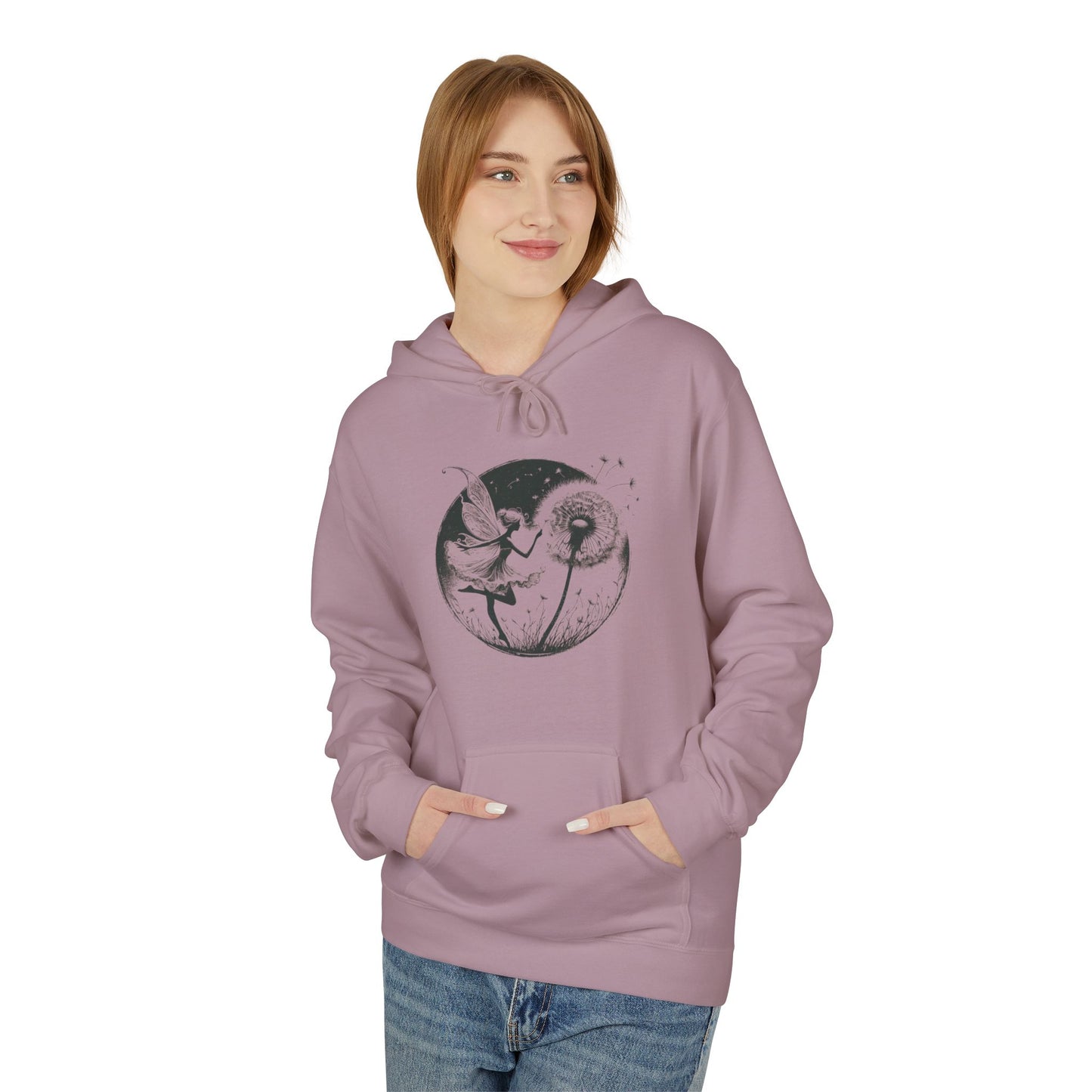 Grunge Fairy Blowing Dandelion Fleece Hoodie