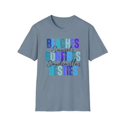 'Beaches, Bonfires, Besties, Sunsets, and Sandcastles' Tee