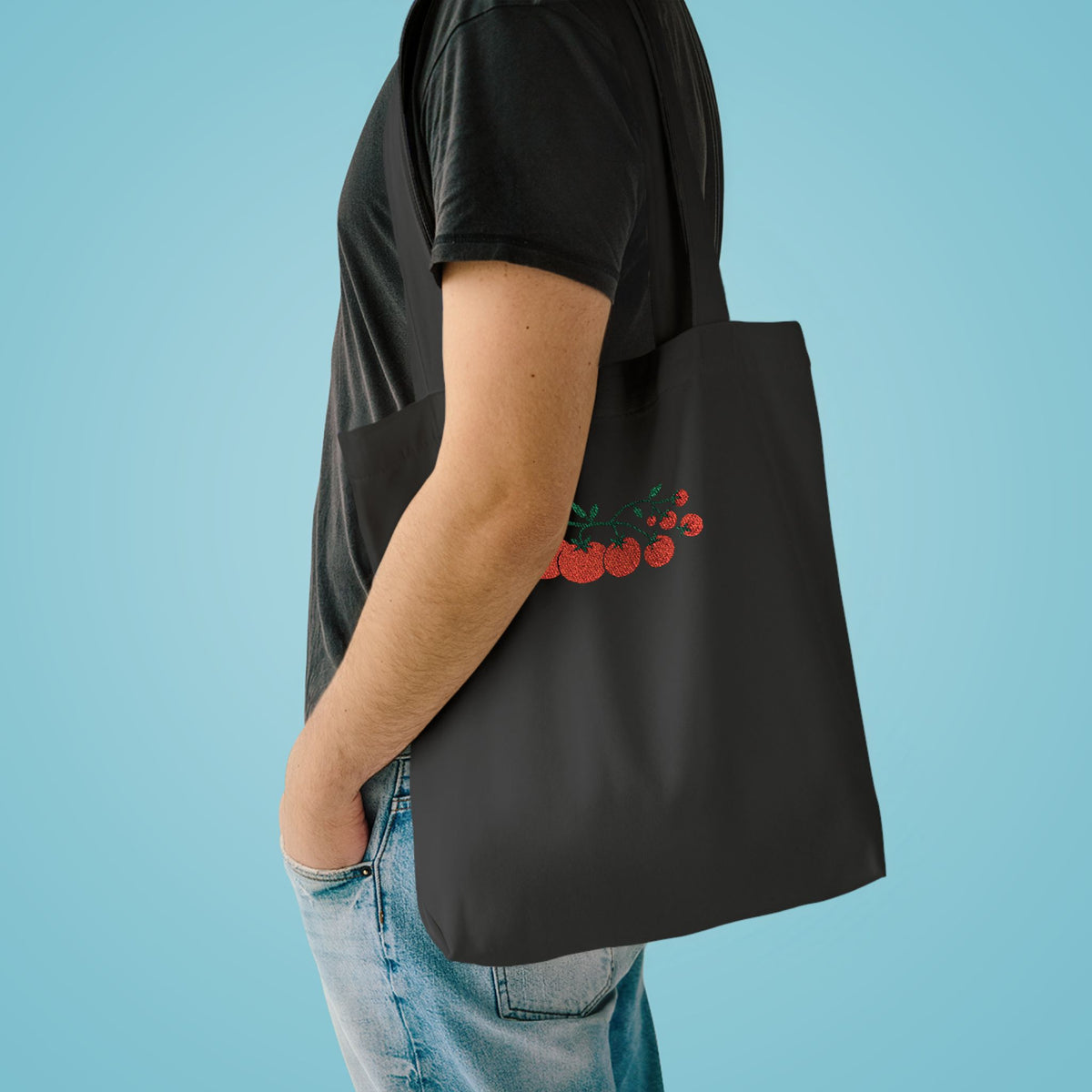 Embroidered Cherry Blossom Cotton Tote Bag — Floral Everyday Market Bag