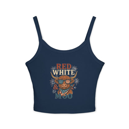 Red White & Moo Cow Crop Tank