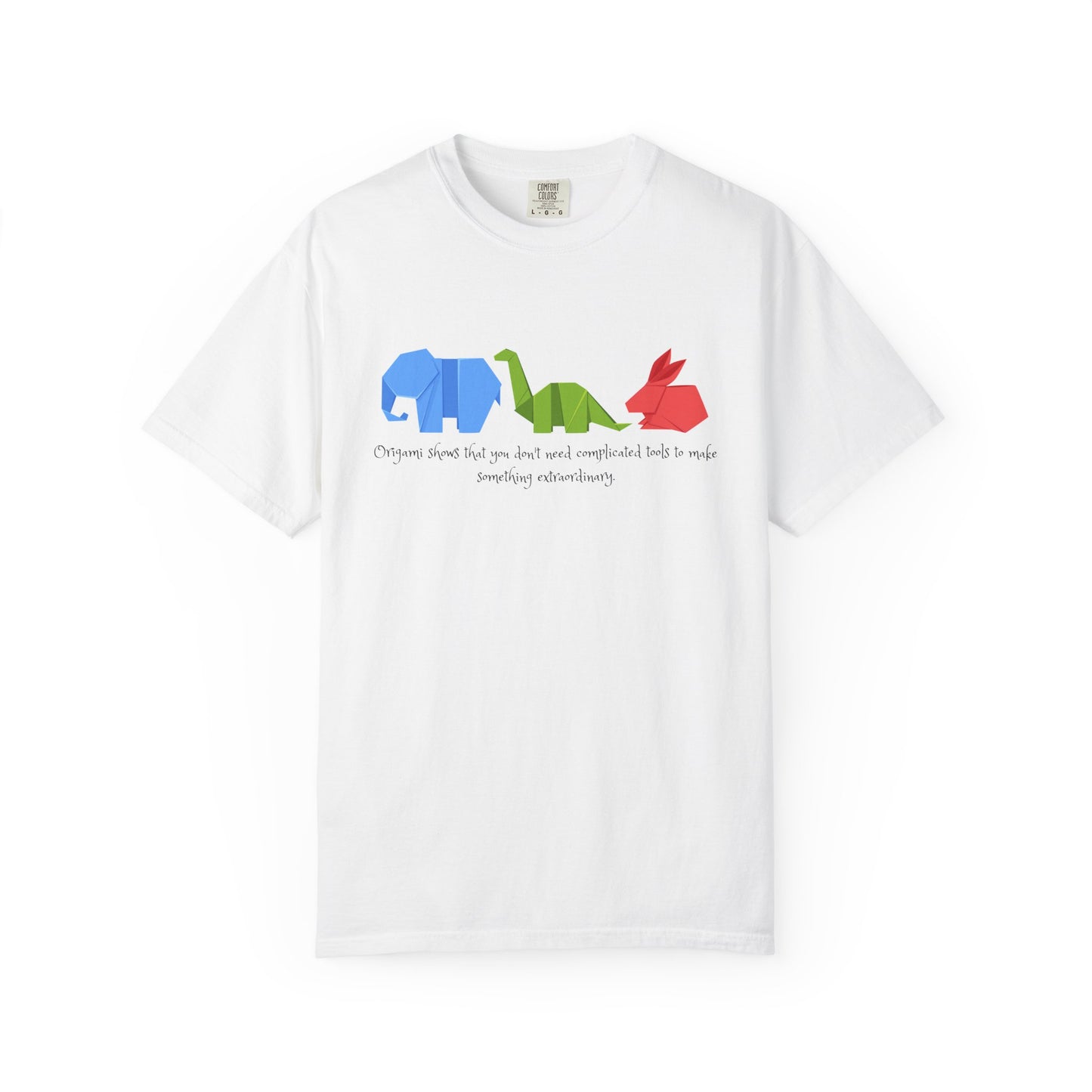 Origami Animal Tee — Elephant, Dinosaur & Rabbit Graphic T-Shirt